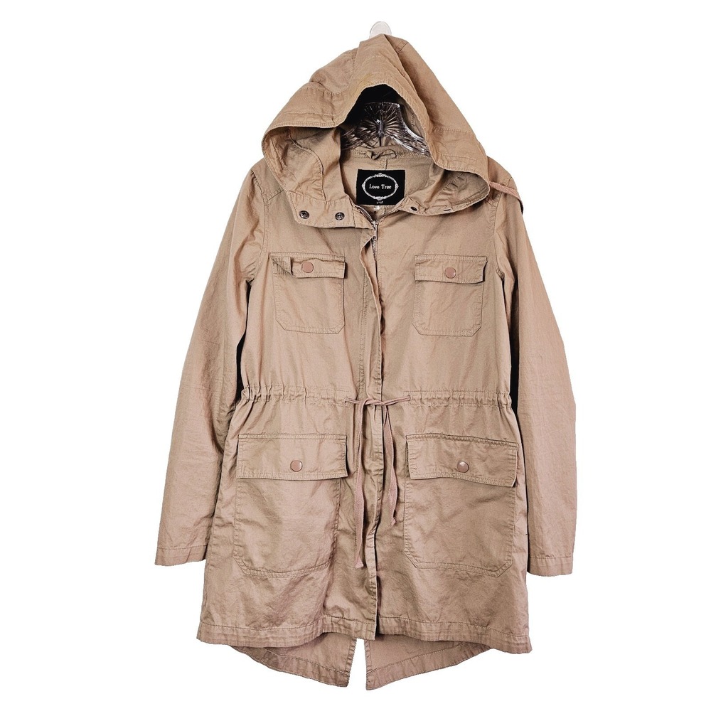 Love‎ Tree Women's Hooded Safari Utility Jacket Small Cotton Cottage Boho Casual